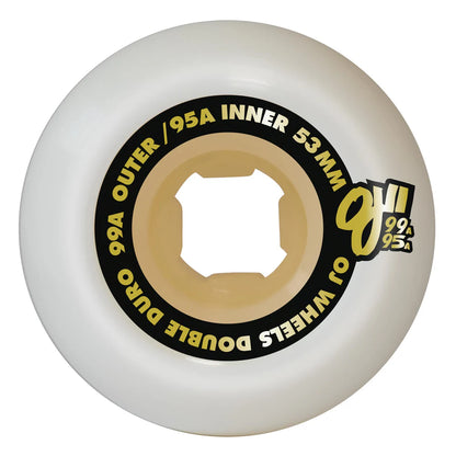 OJ Wheels 53mm 99a/95a Double Duro White Gum Hardline Skateboard Wheels