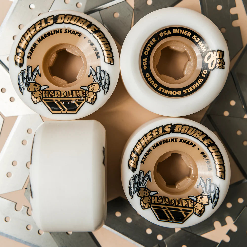 OJ Wheels 53mm 99a/95a Double Duro White Gum Hardline Skateboard Wheels