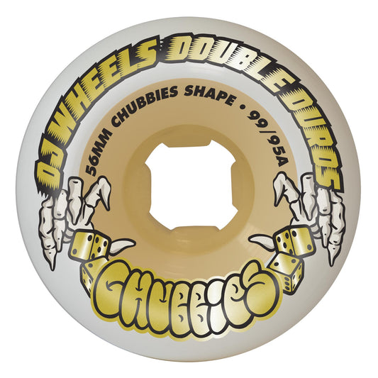 OJ Wheels 56mm 101a/95a Double Duro White Gum Chubbies Skateboard Wheels