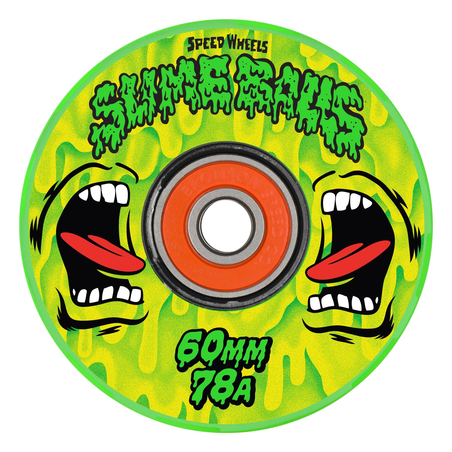 Slime Balls 60mm 78a Screaming Slime Light Ups OG Slime Green Yellow Skateboard Wheels