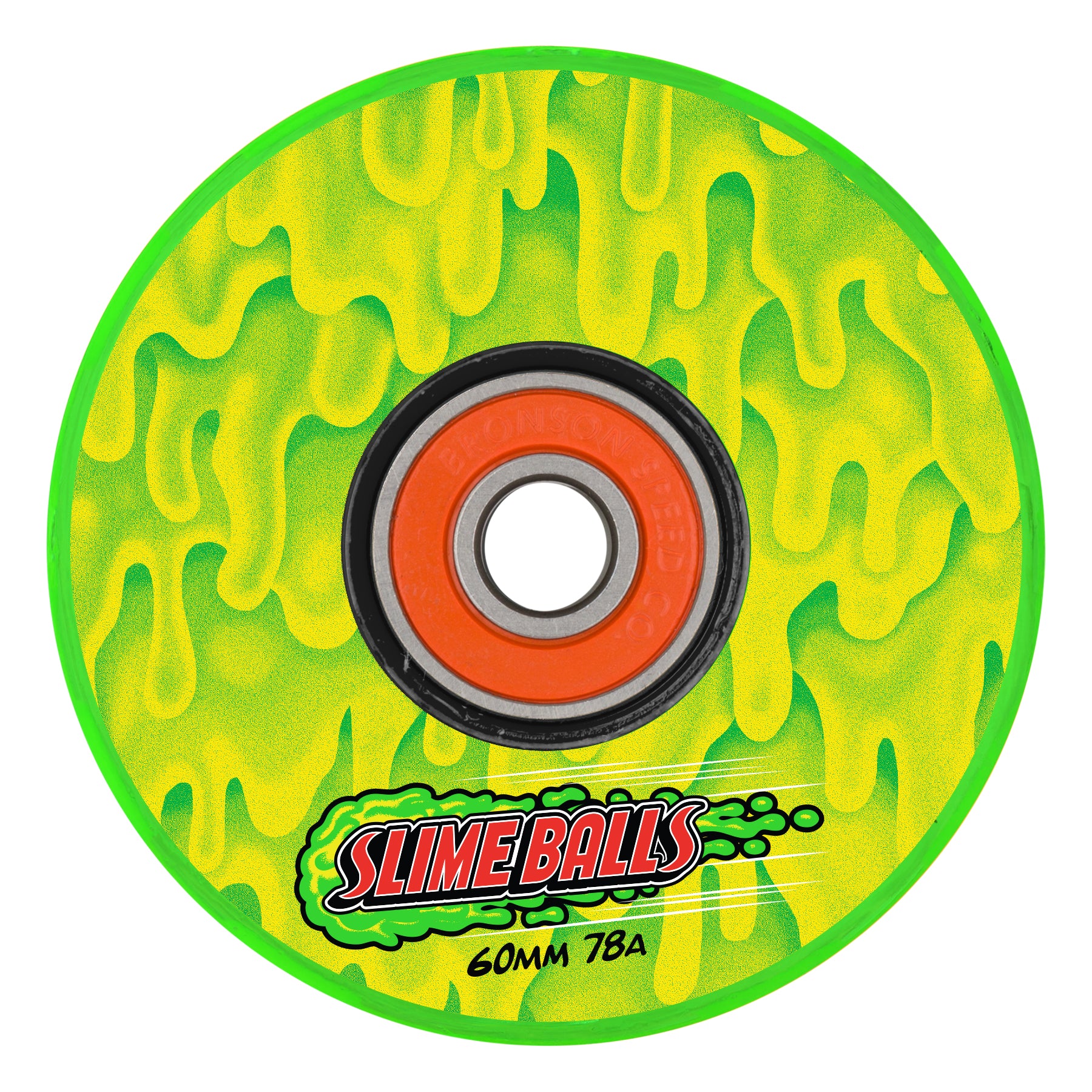 Slime Balls 60mm 78a Screaming Slime Light Ups OG Slime Green Yellow Skateboard Wheels