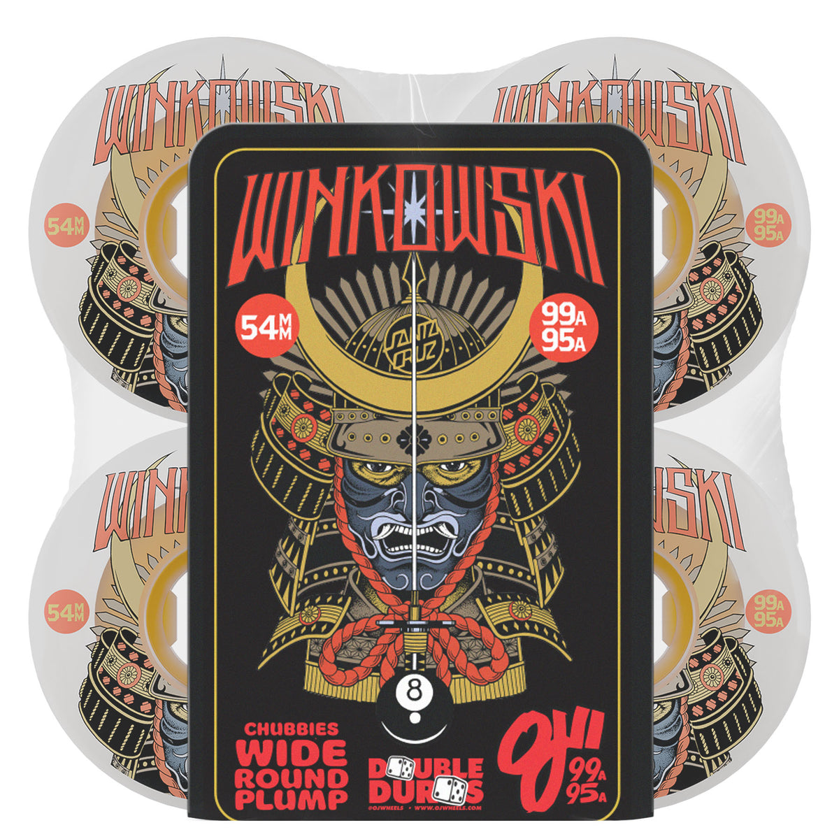 OJ Wheels 54mm 99a/95a Erick Winkowski Samurai Double Duro White Chubbies Skateboard Wheels