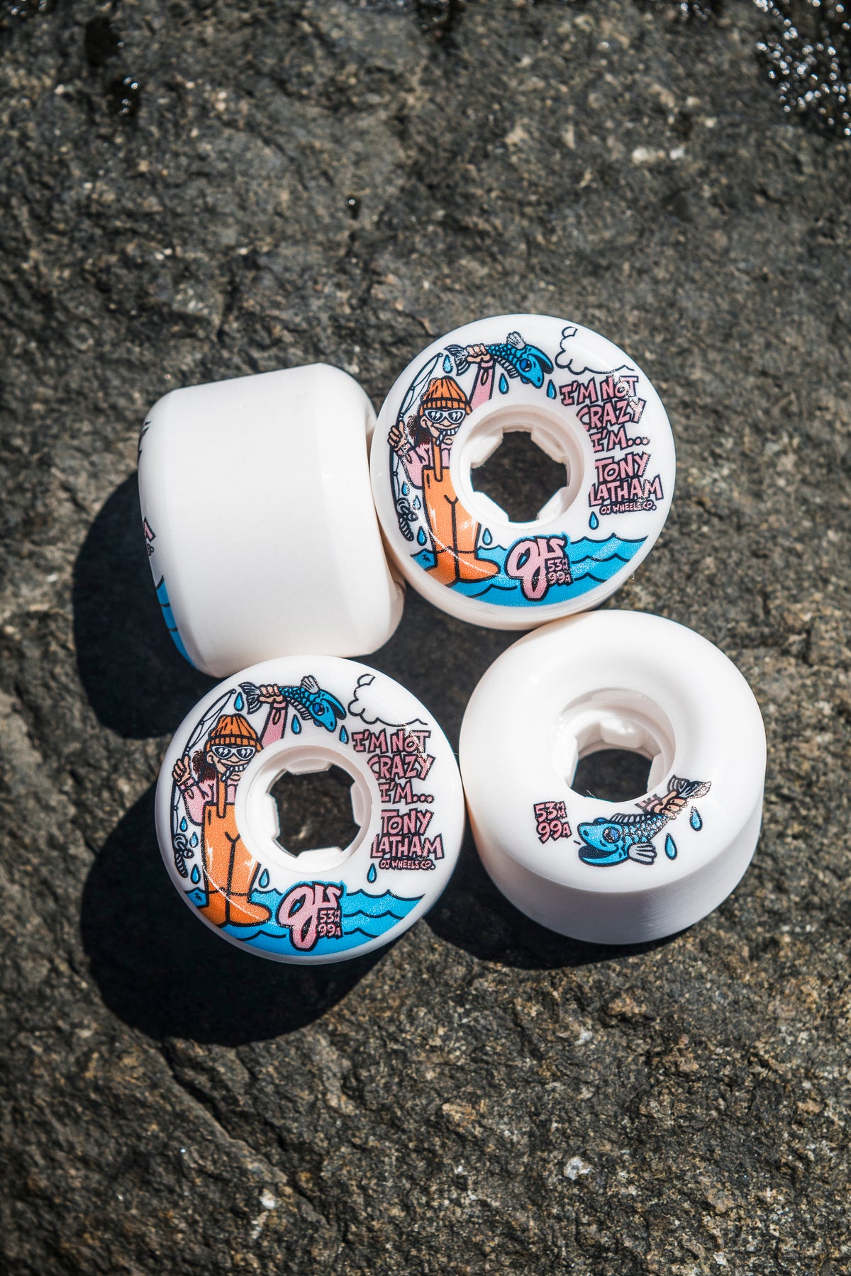OJ Wheels 53mm 99a Tony Latham Elite White Full Combo Skate Wheels