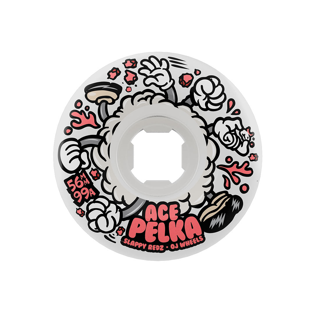 OJ Wheels 56mm 99a Ace Pelka Slappy Redz 2 Elite White Chubbies Skateboard Wheels