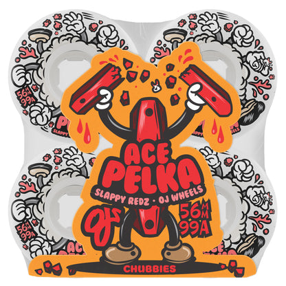 OJ Wheels 56mm 99a Ace Pelka Slappy Redz 2 Elite White Chubbies Skateboard Wheels