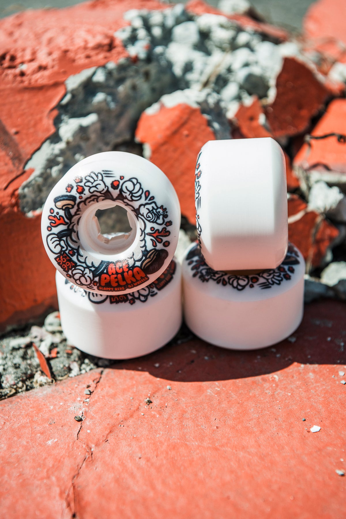 OJ Wheels 56mm 99a Ace Pelka Slappy Redz 2 Elite White Chubbies Skateboard Wheels