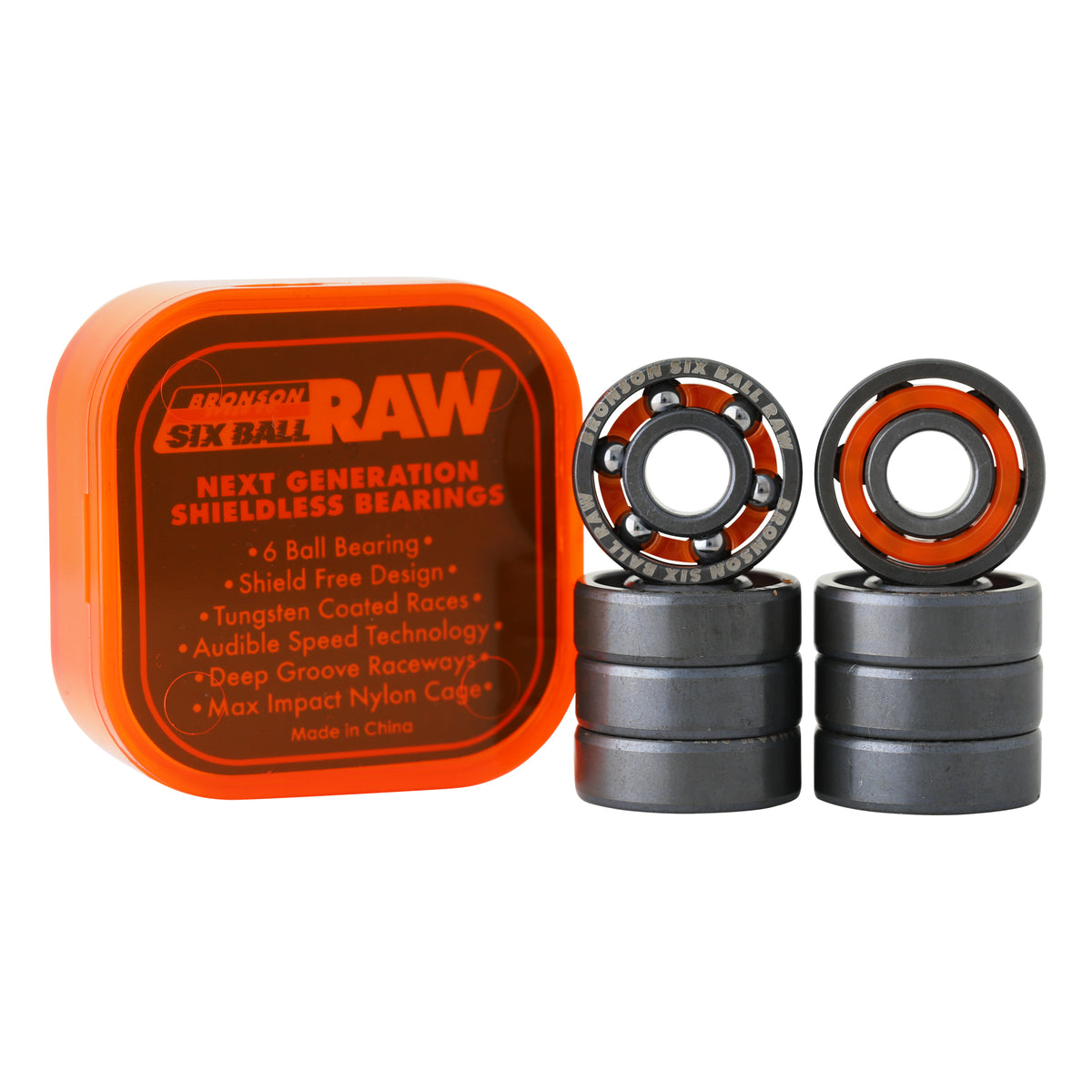 Bronson Speed Co. 6-Ball Raw Skateboard Bearings