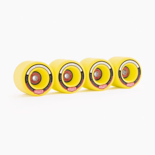 Hawgs Wheels Fattie Hawgs 63mm 78a Longboard Wheels Flat Banana with Spaceballs Bearings