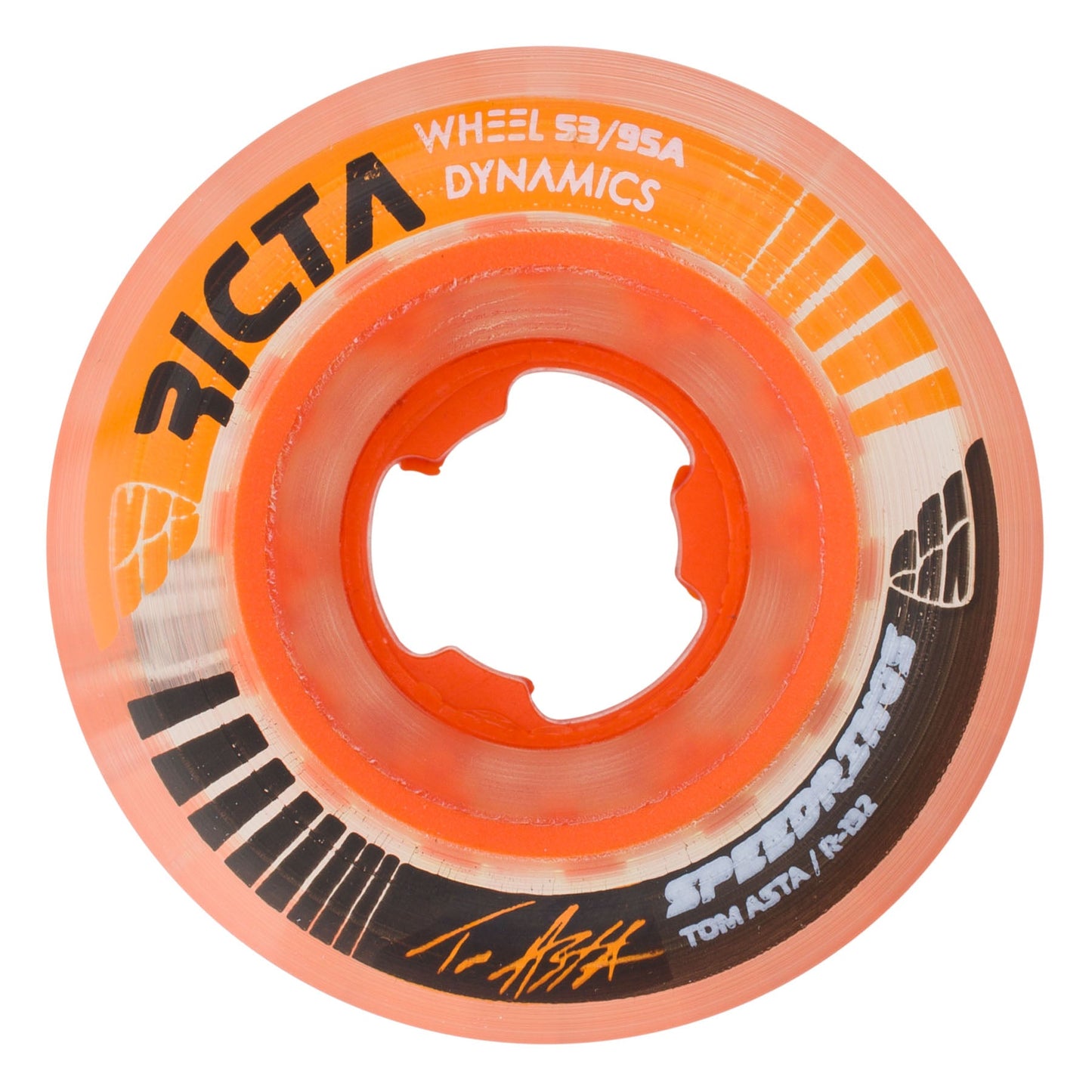 Ricta Wheels 53mm 95a Asta Speedrings Clear Orange Slim Skateboard Wheels