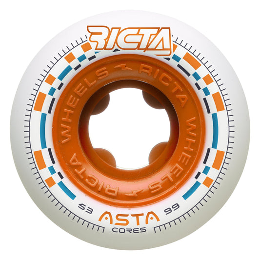 Ricta Wheels 53mm 99a Asta Cores White Round Skateboard Wheels