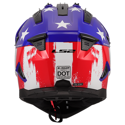 LS2 Gate II Battle Scar Full Face MX Motorcycle Helmet Gloss Red White Blue