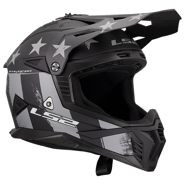 LS2 Gate II Battle Scar Full Face MX Motorcycle Helmet Matte Grey Black