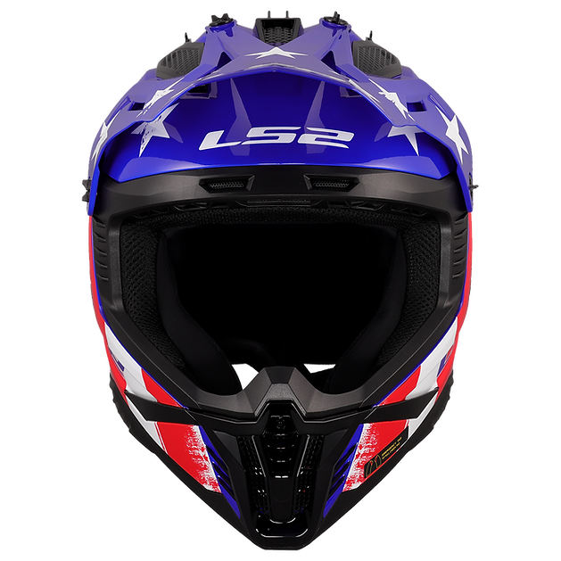 LS2 Gate II Battle Scar Full Face MX Motorcycle Helmet Gloss Red White Blue