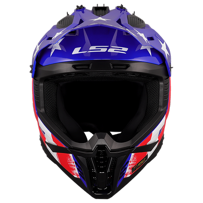 LS2 Gate II Battle Scar Full Face MX Motorcycle Helmet Gloss Red White Blue