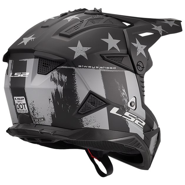 LS2 Gate II Battle Scar Full Face MX Motorcycle Helmet Matte Grey Black