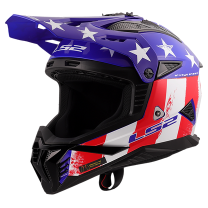 LS2 Gate II Battle Scar Full Face MX Motorcycle Helmet Gloss Red White Blue