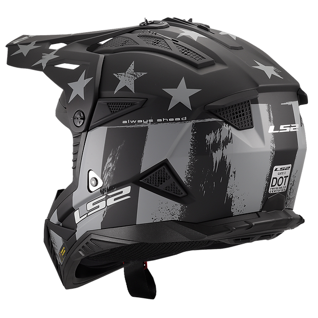 LS2 Gate II Battle Scar Full Face MX Motorcycle Helmet Matte Grey Black