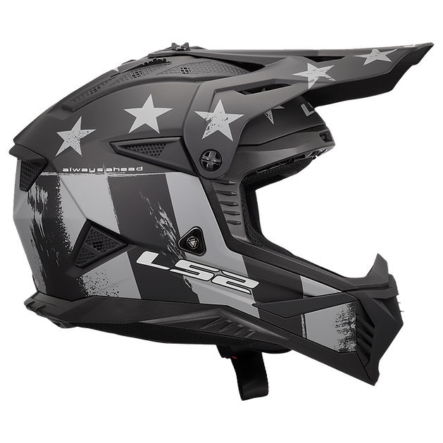 LS2 Gate II Battle Scar Full Face MX Motorcycle Helmet Matte Grey Black