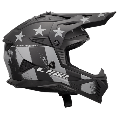 LS2 Gate II Battle Scar Full Face MX Motorcycle Helmet Matte Grey Black