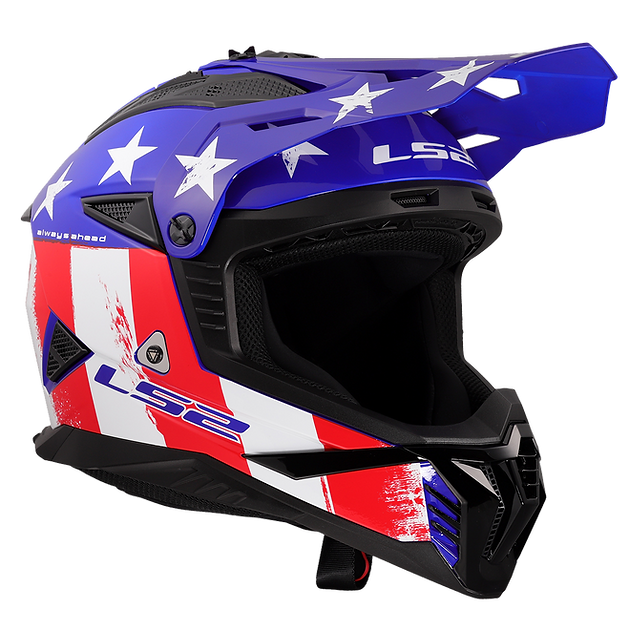 LS2 Gate II Battle Scar Full Face MX Motorcycle Helmet Gloss Red White Blue