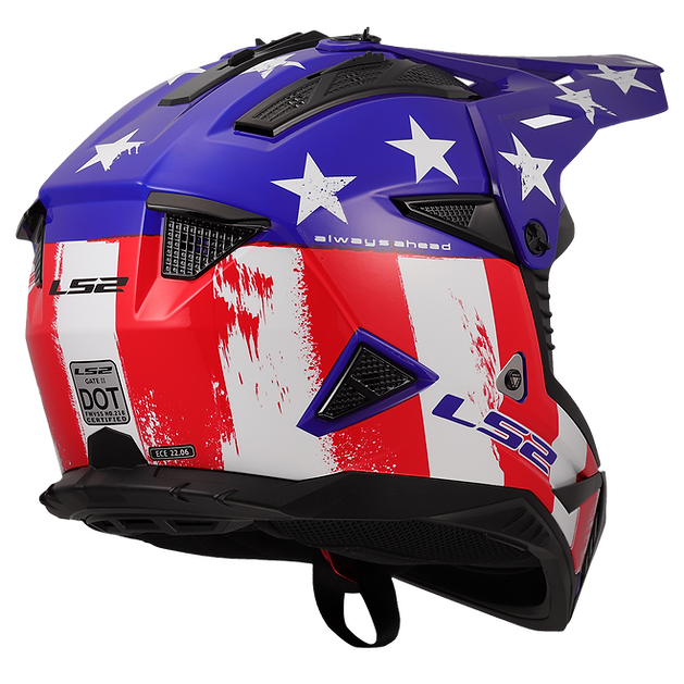 LS2 Gate II Battle Scar Full Face MX Motorcycle Helmet Gloss Red White Blue