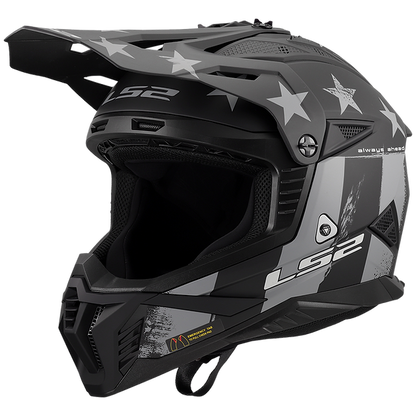 LS2 Gate II Battle Scar Full Face MX Motorcycle Helmet Matte Grey Black