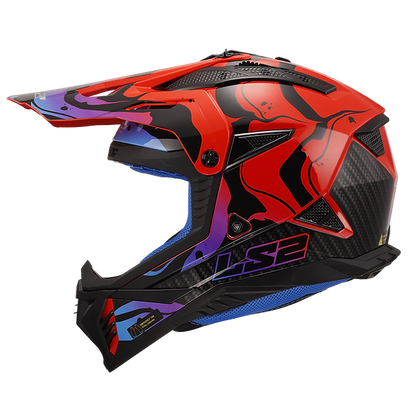 LS2 Gate II Wash Full Face MX Motorcyle Helmet Gloss Red Blue Purple