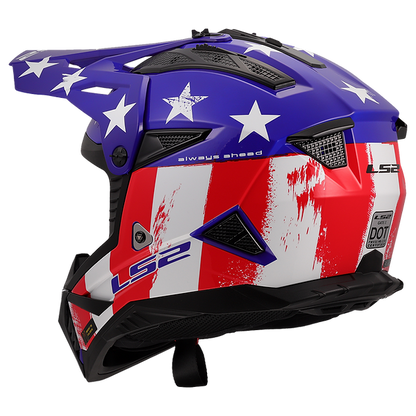 LS2 Gate II Battle Scar Full Face MX Motorcycle Helmet Gloss Red White Blue