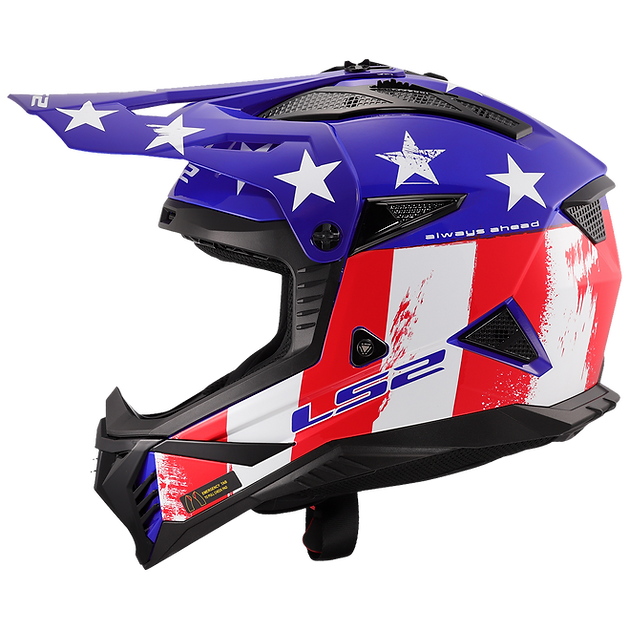 LS2 Gate II Battle Scar Full Face MX Motorcycle Helmet Gloss Red White Blue