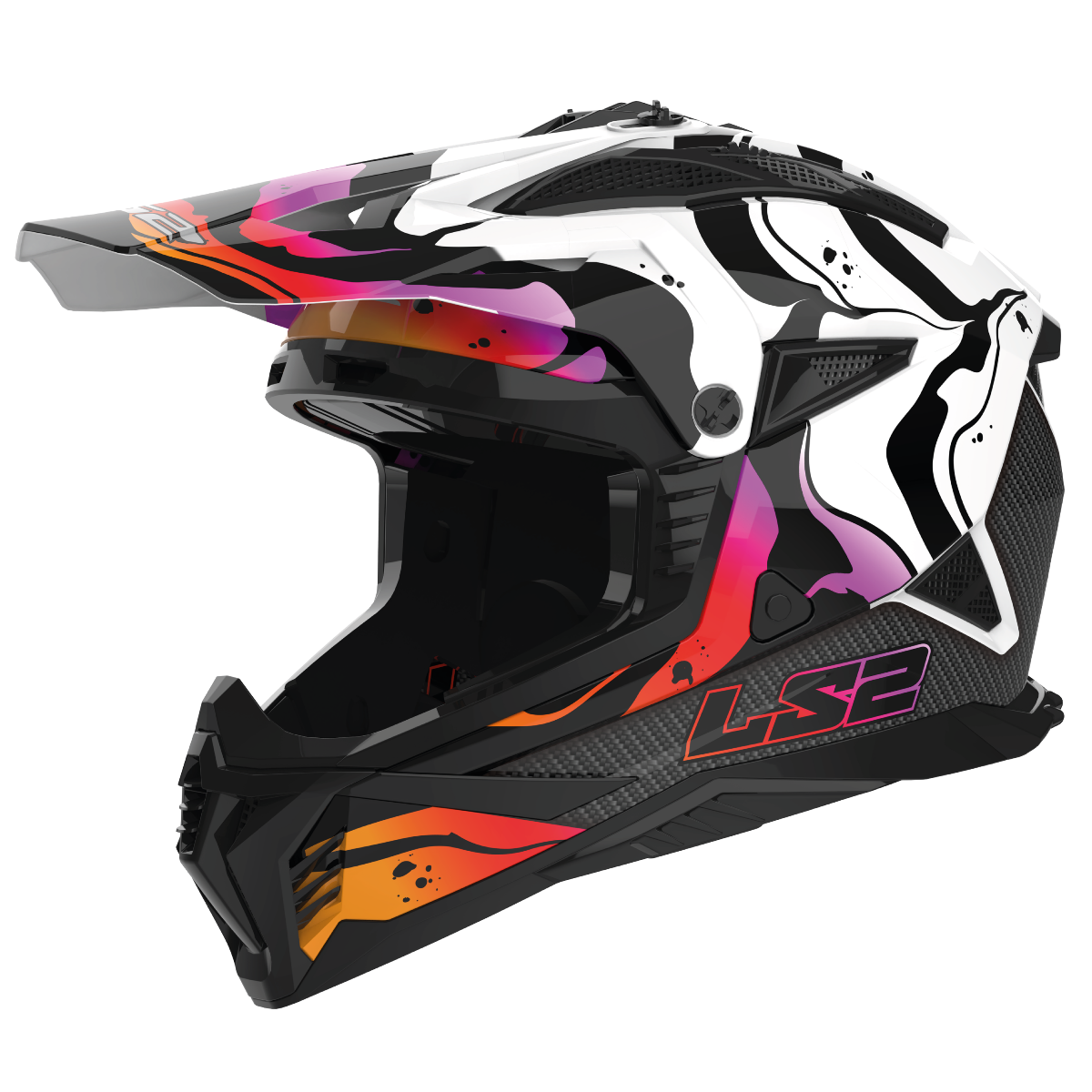 LS2 Gate II Wash Full Face MX Motorcyle Helmet Gloss White Orange Purple