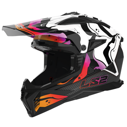 LS2 Gate II Wash Full Face MX Motorcyle Helmet Gloss White Orange Purple