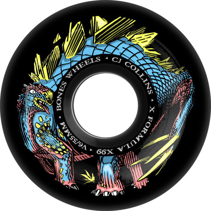 Bones 55mm 99a X-Formula Collins Dino-Sortas Black V6 Wide-Cut Skateboard Wheels