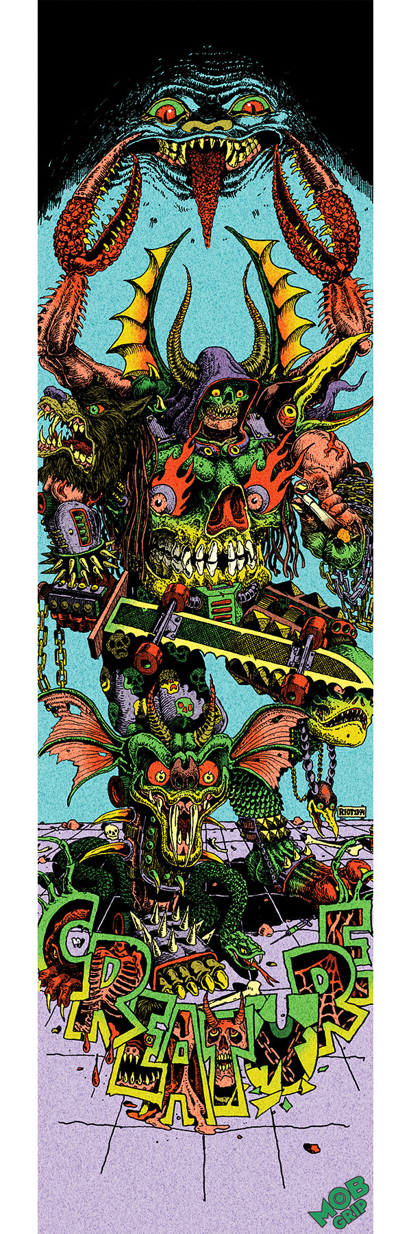 Graphic Mob x Creature Riot1394 Hallucination 9in x 33in Skateboard Grip Tape