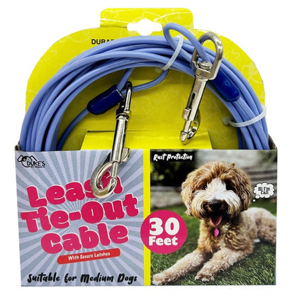 30 Foot Leash Tie-Out Cable With Secure Latches
