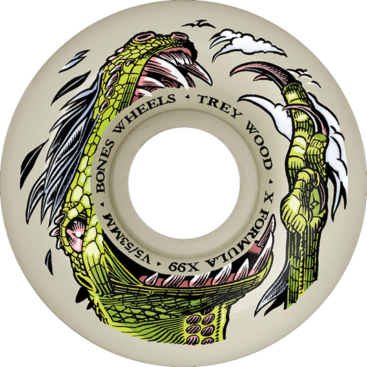 Bones X-Formula 53mm 99a Wood Dino-Sortas V5 Sidecut Skate Wheels