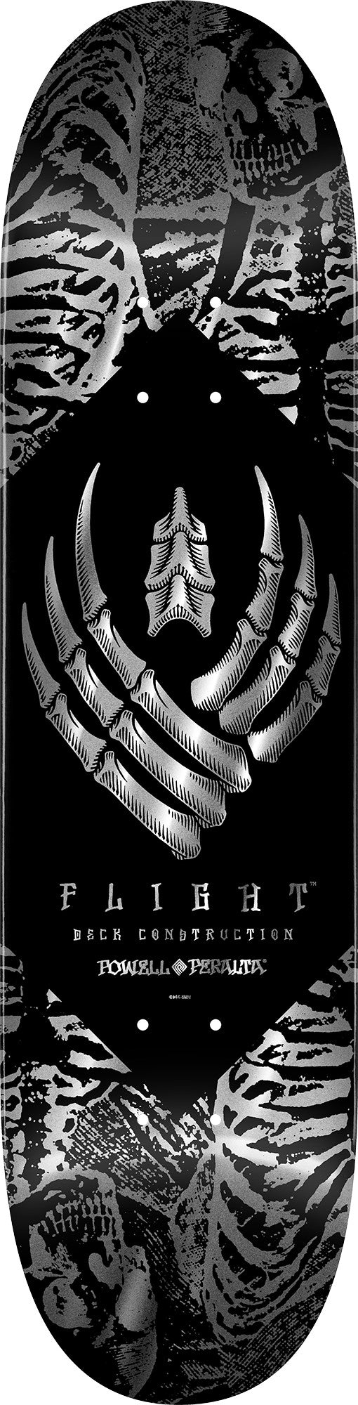 Powell Peralta 8.25in x 31.95in Skeleton Silver Foil Flight Skateboard Deck