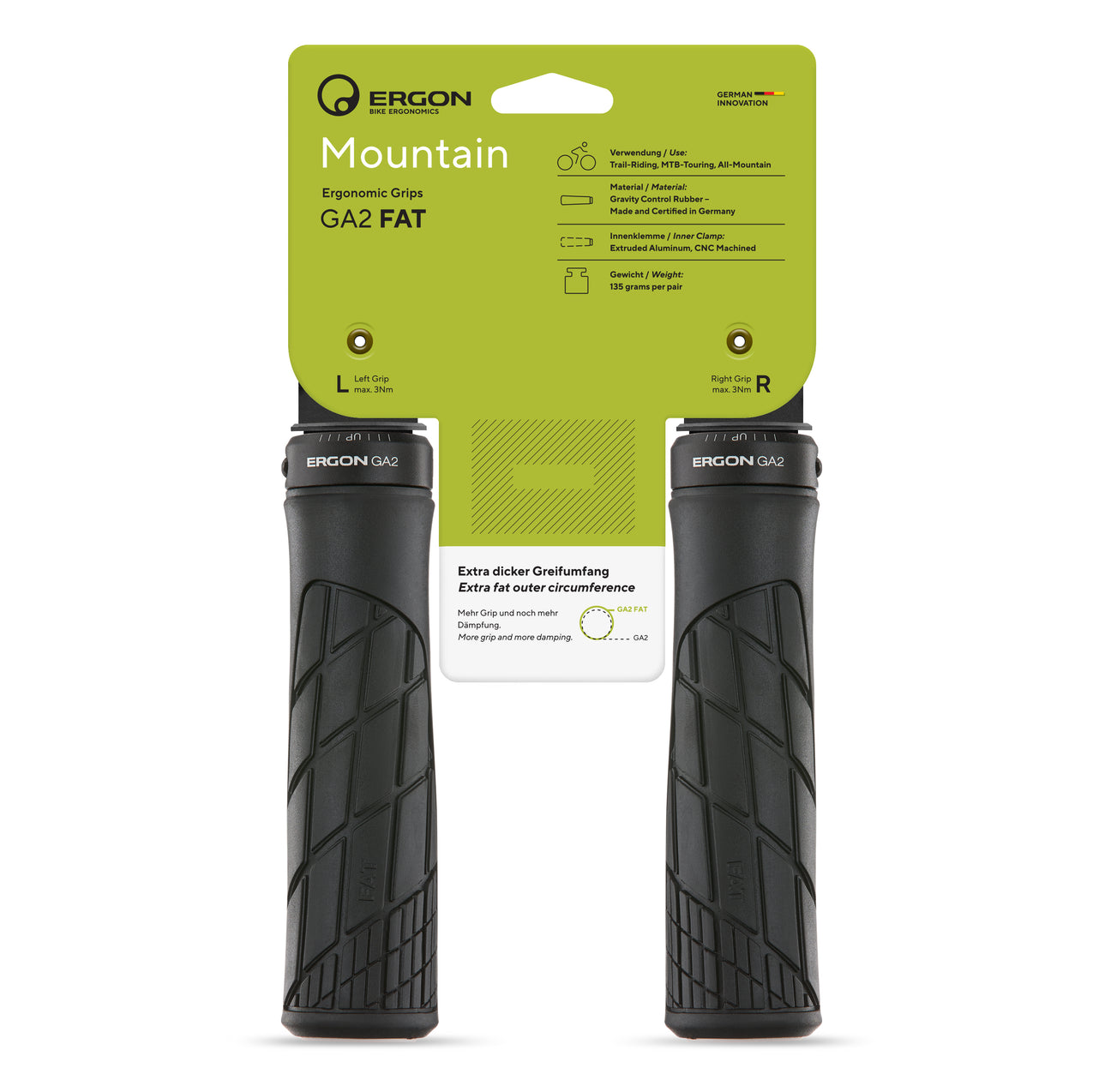 Ergon GA2 FAT Lock-On MTB Bicycle Grips Black