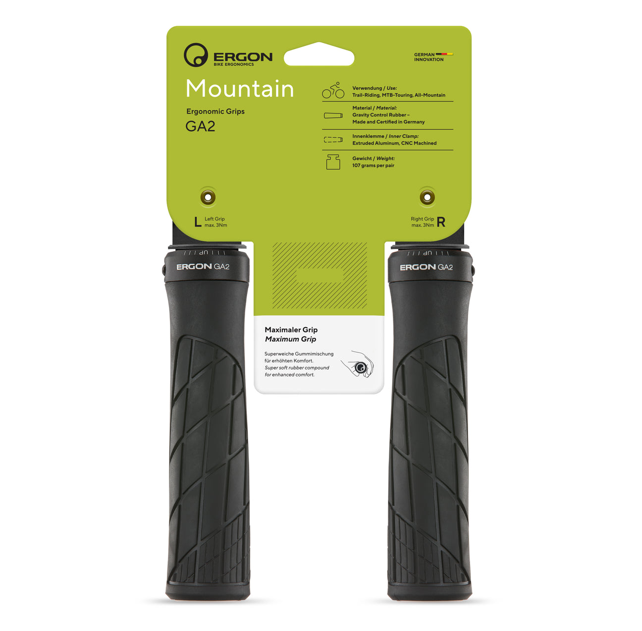 Ergon GA2 Lock-On MTB Bicycle Grips Black