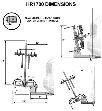 Hollywood Racks RV Rider Electric Bicycle Trailer Rated Hitch Rack dimensions