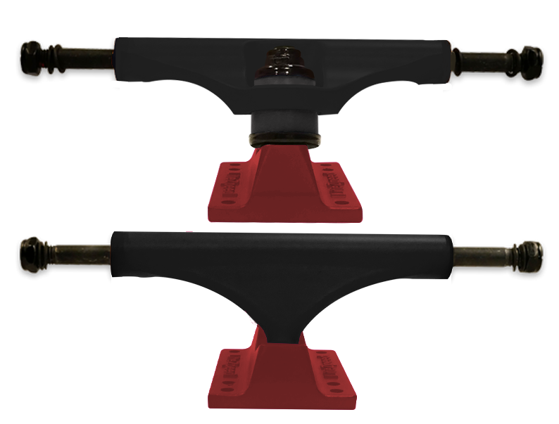 Litezpeed Black / Color Base Skateboard Trucks - 5.25" Hanger / 8.0" Axle Red