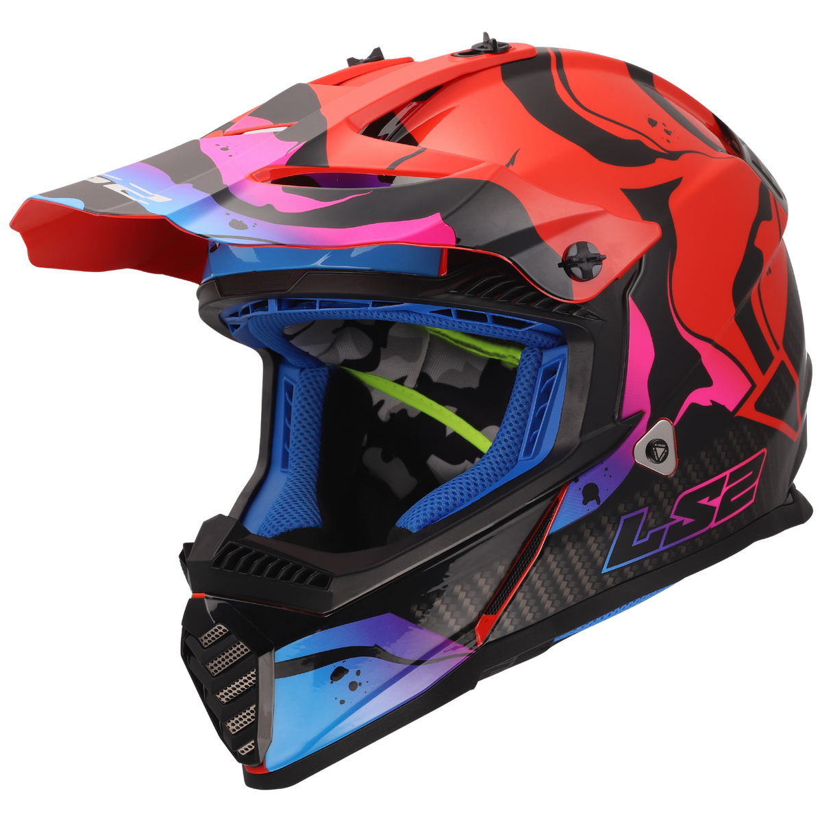 LS2 Youth Gate Wash Full Face MX Motorcycle Helmet Gloss Red/Blue/Purple