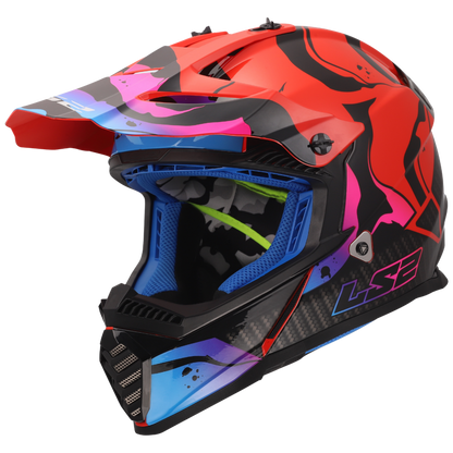 LS2 Youth Gate Wash Full Face MX Motorcycle Helmet Gloss Red/Blue/Purple