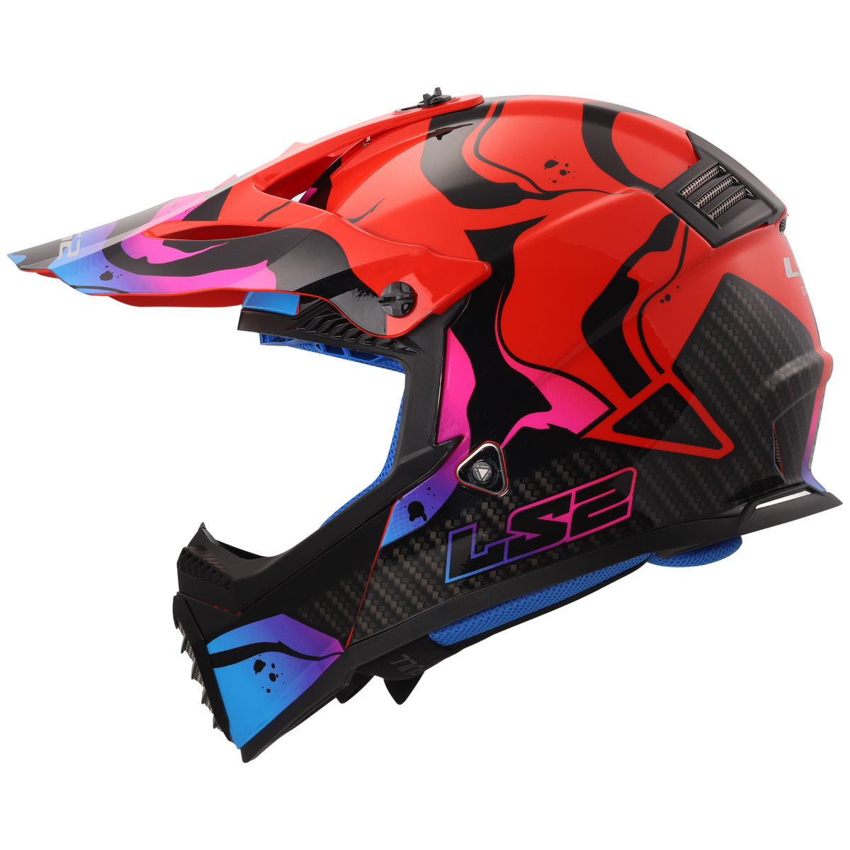 LS2 Youth Gate Wash Full Face MX Motorcycle Helmet Gloss Red/Blue/Purple