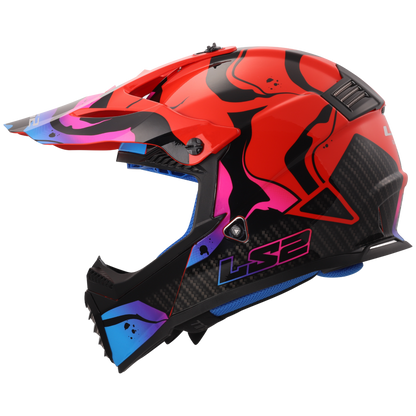 LS2 Youth Gate Wash Full Face MX Motorcycle Helmet Gloss Red/Blue/Purple