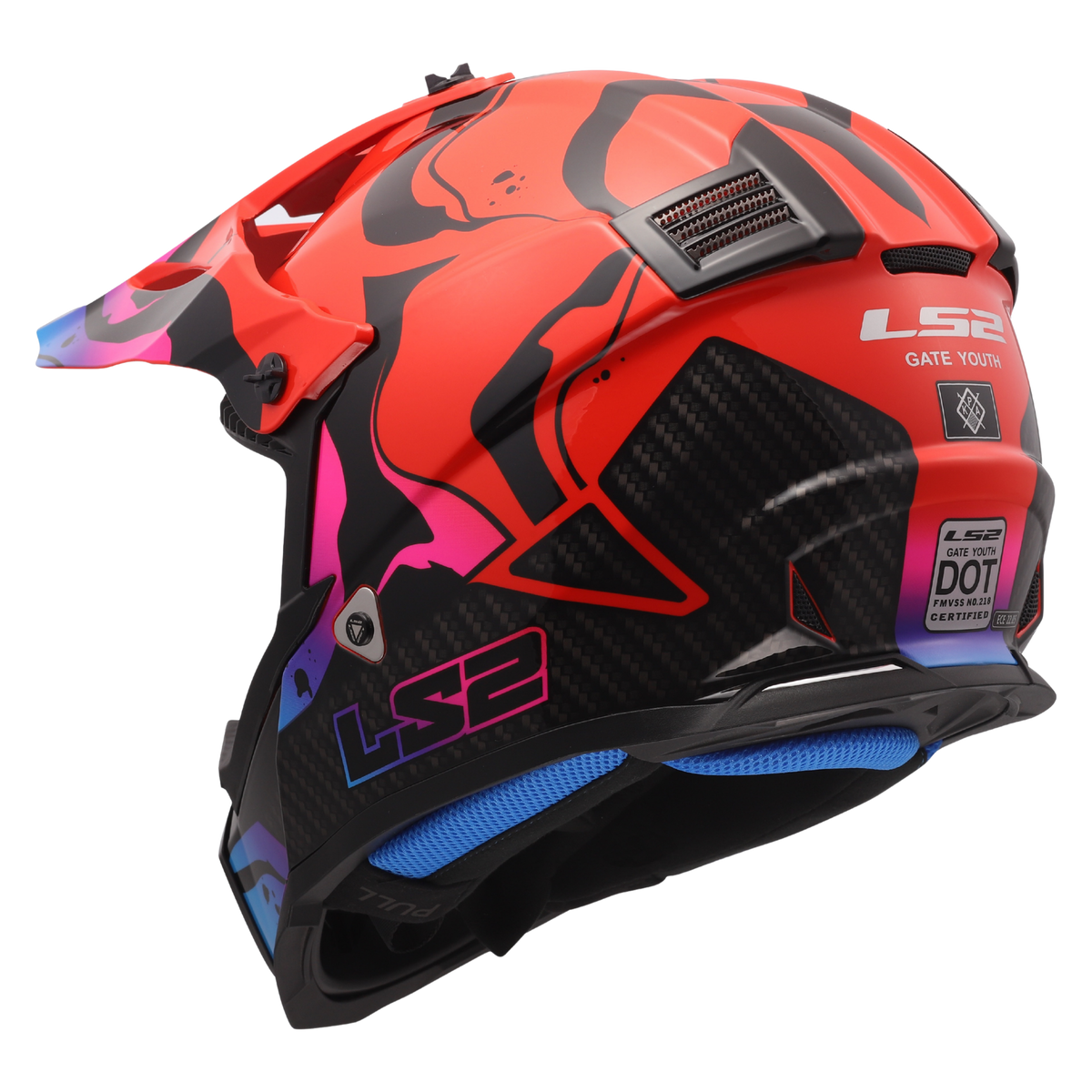 LS2 Youth Gate Wash Full Face MX Motorcycle Helmet Gloss Red/Blue/Purple