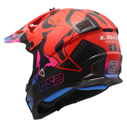 LS2 Youth Gate Wash Full Face MX Motorcycle Helmet Gloss Red/Blue/Purple