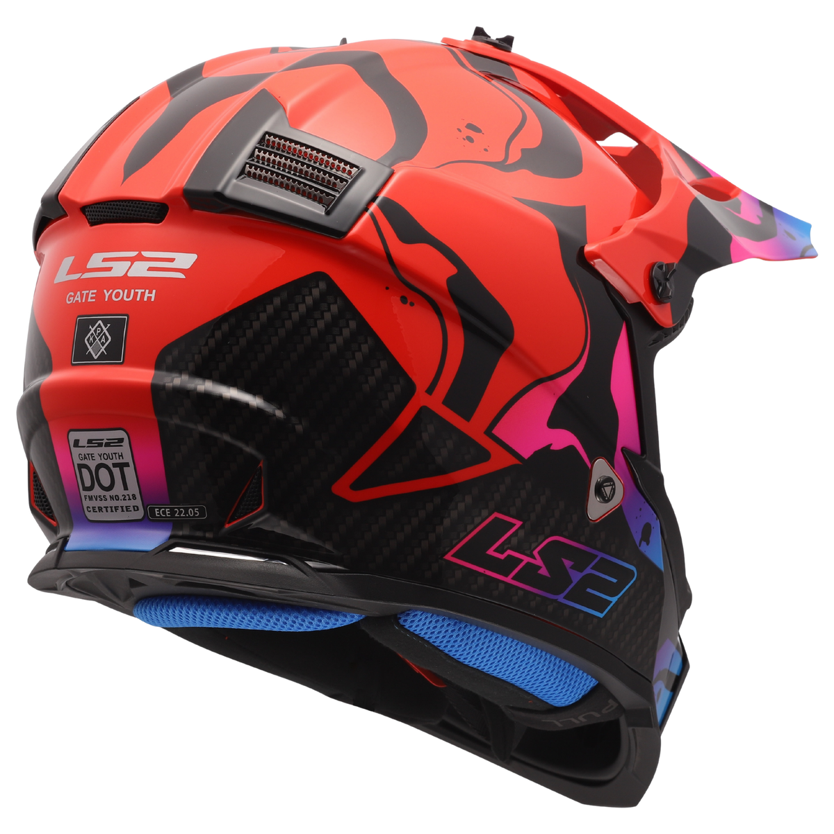 LS2 Youth Gate Wash Full Face MX Motorcycle Helmet Gloss Red/Blue/Purple