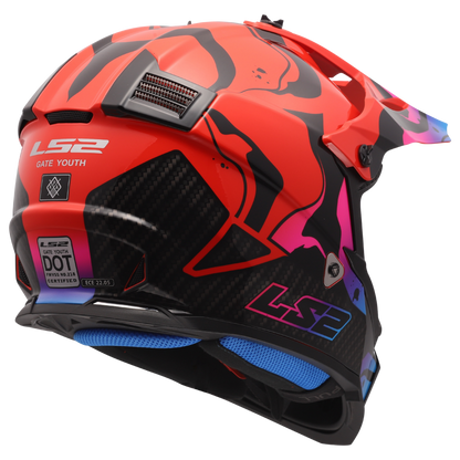 LS2 Youth Gate Wash Full Face MX Motorcycle Helmet Gloss Red/Blue/Purple