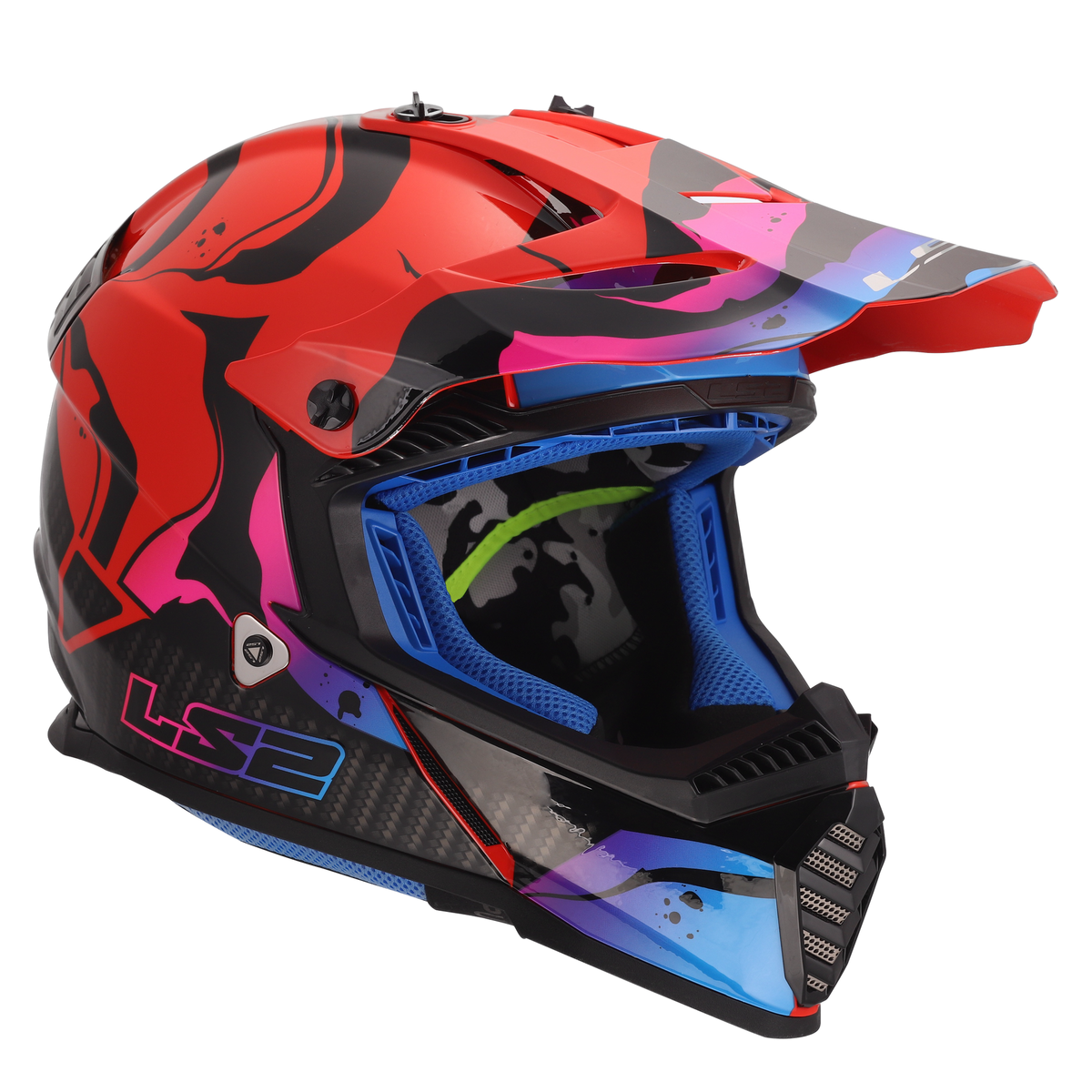 LS2 Youth Gate Wash Full Face MX Motorcycle Helmet Gloss Red/Blue/Purple