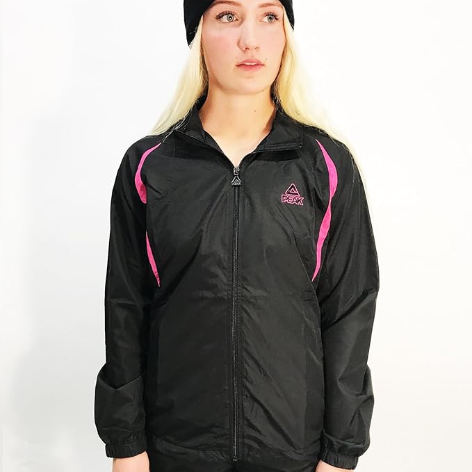 PEAK Women's Woven Tracksuit Pant and Jacket Set Black/Pink